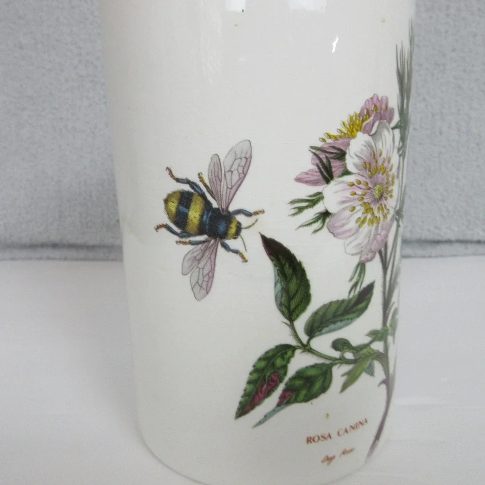Portmeirion Botanic Garden Rosa Canina Dog Rose Canister Wooden Lid 7in England